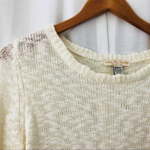Love By Design lightweight cream cat sweater M - Picture 2 of 7